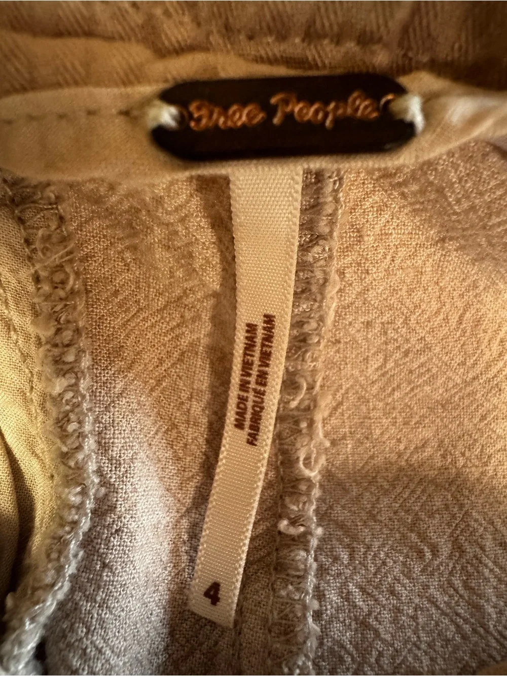 Free People Viscose Linen Relaxed Women’s Trousers Cream Size 4 - Picture 7 of 11